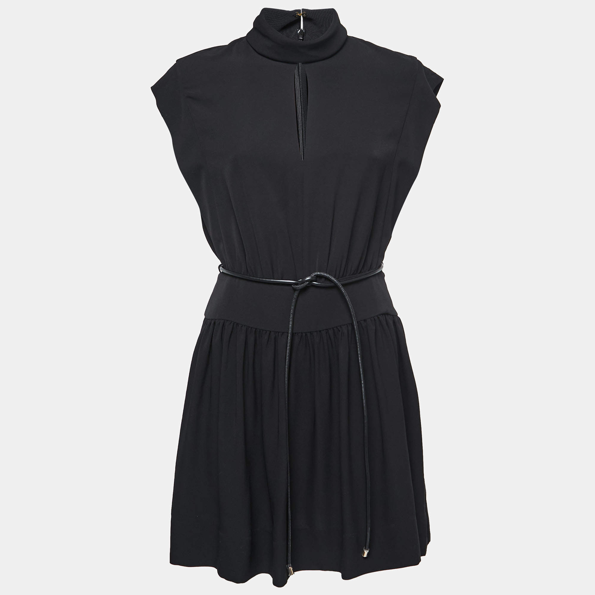 Pre Owned Zimmermann Black Roll Collar Belted Mini Dress M