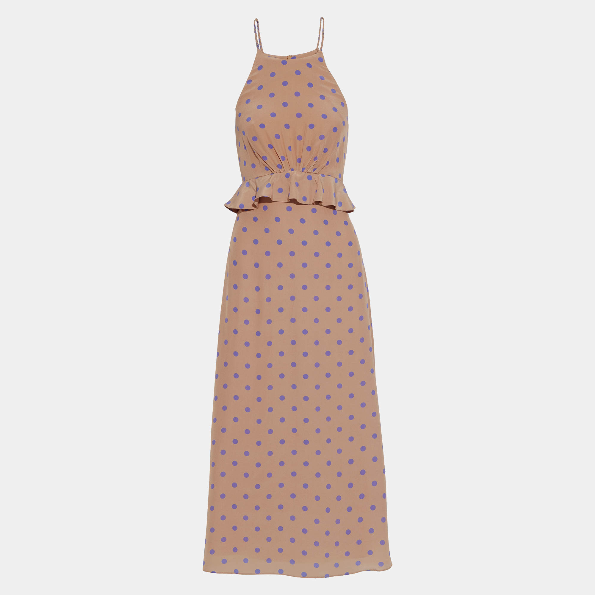 Pre Owned Zimmermann Pink Polka-Dot Silk Midi Dress M