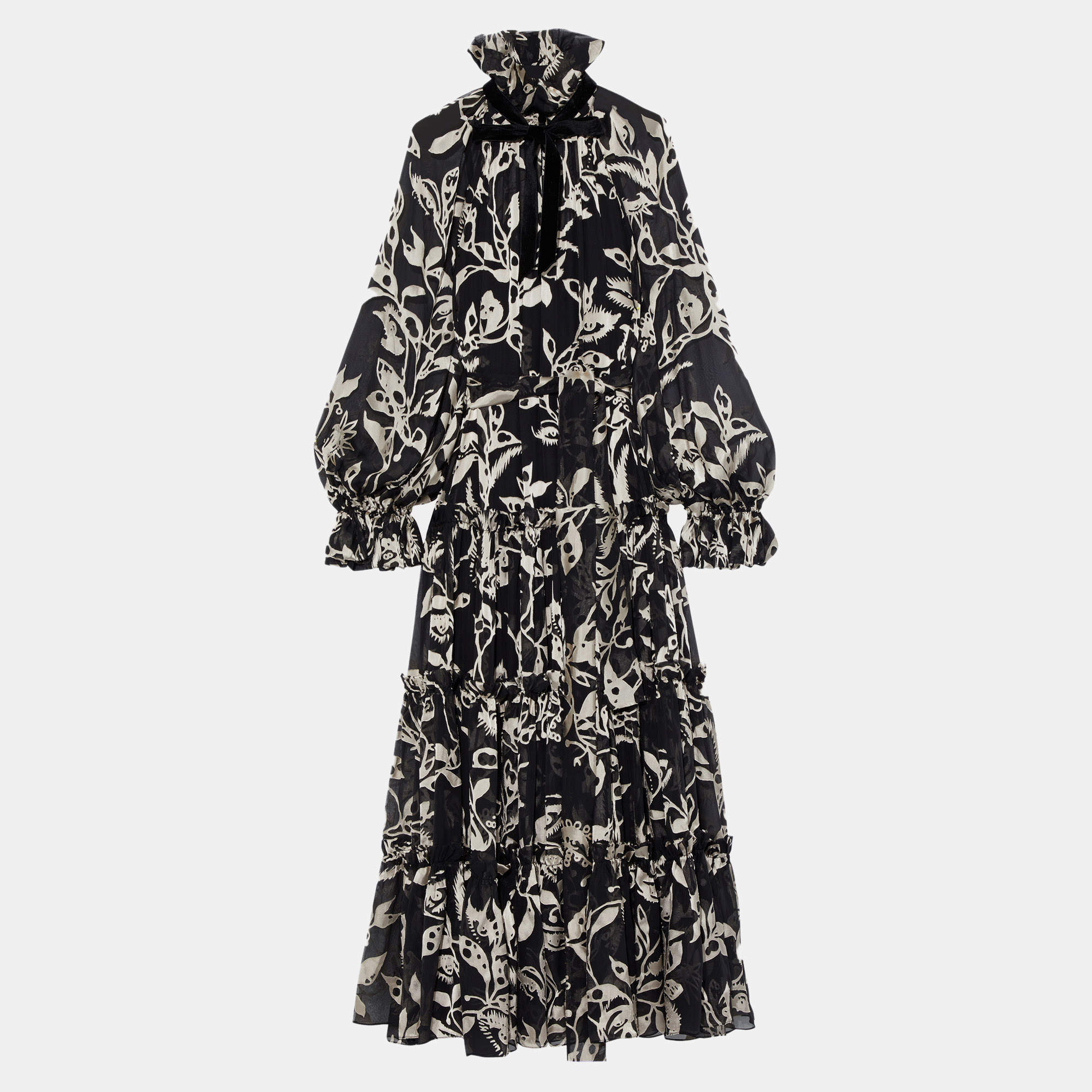 Pre Owned Zimmermann Black Burnout Silk Maxi Dress S