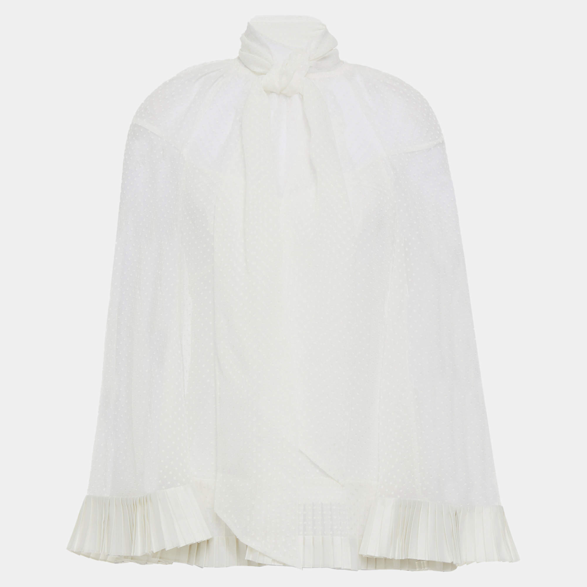 Pre Owned Zimmermann White Dotted Chiffon Blouse L