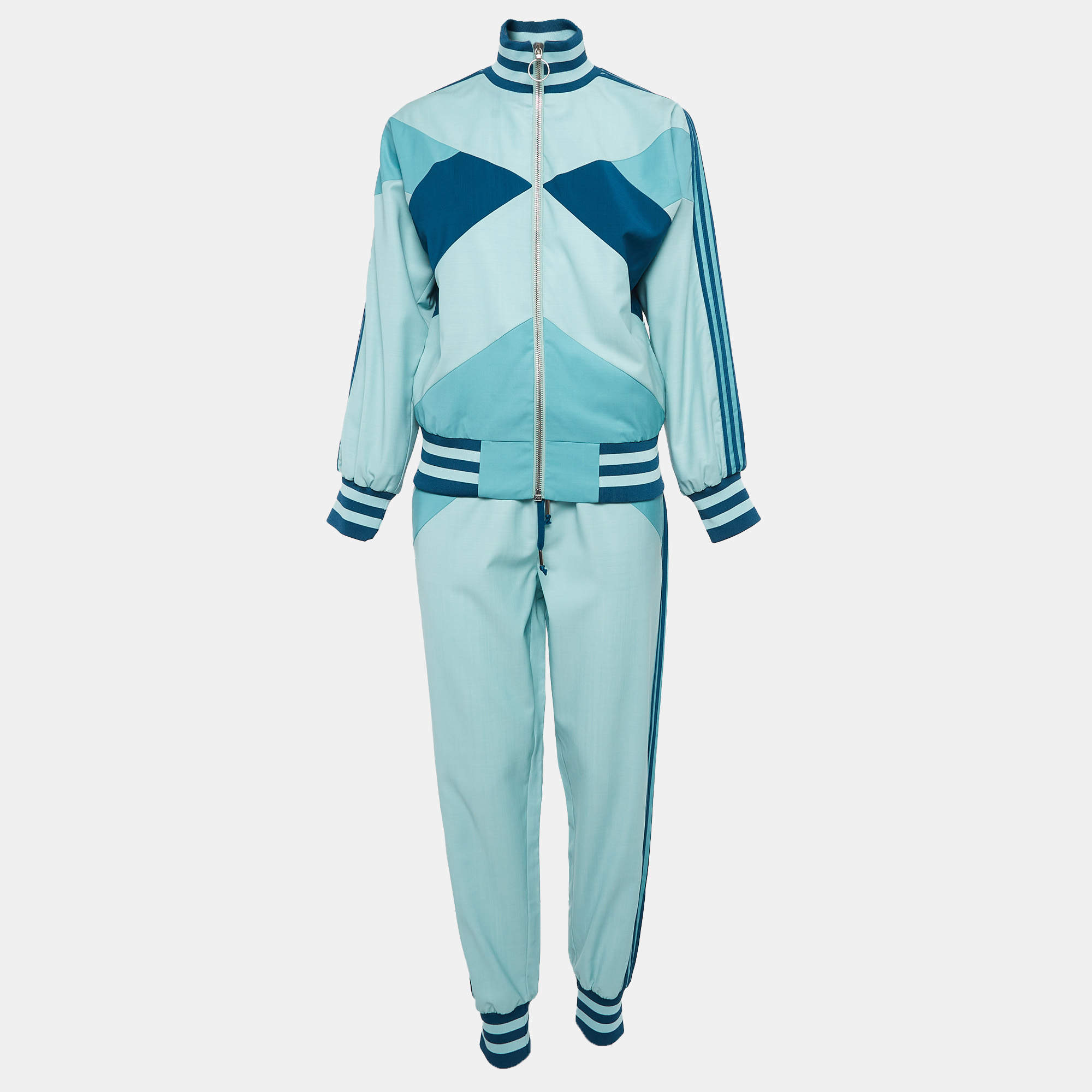 Zimmermann Blue Wool Colorblock Pattern Track Suit Set S