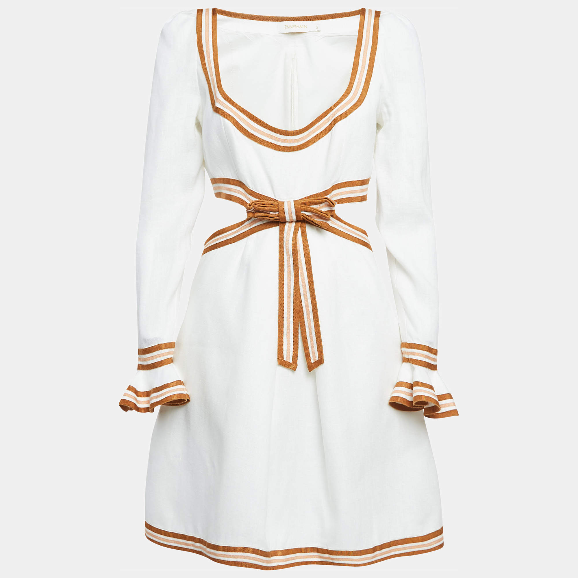 مملوكة مسبقًا Zimmermann White Linen Cut-Out Mini Dress M