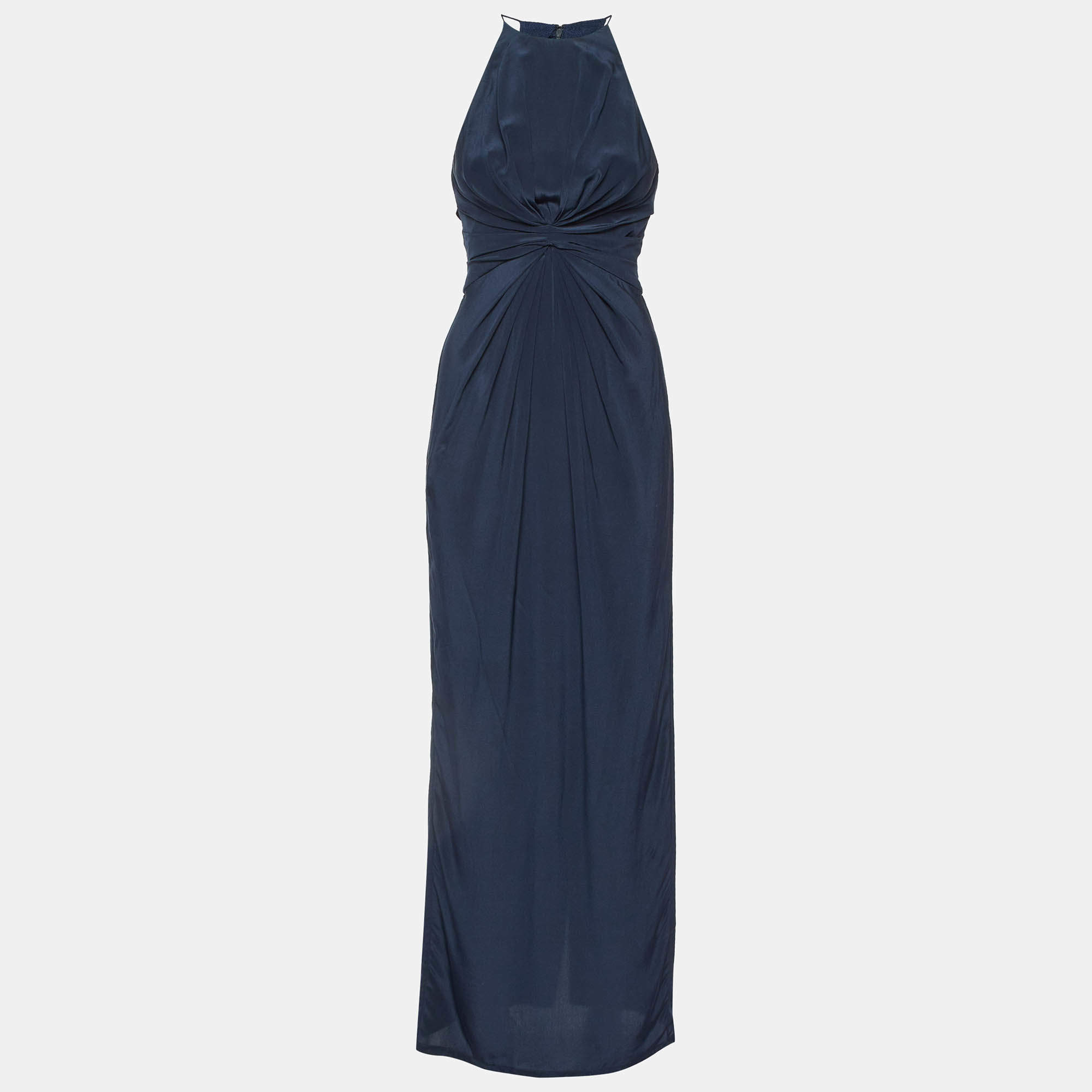 Pre Owned Zimmermann Midnight Blue Silk Halter Neck Maxi Dress S