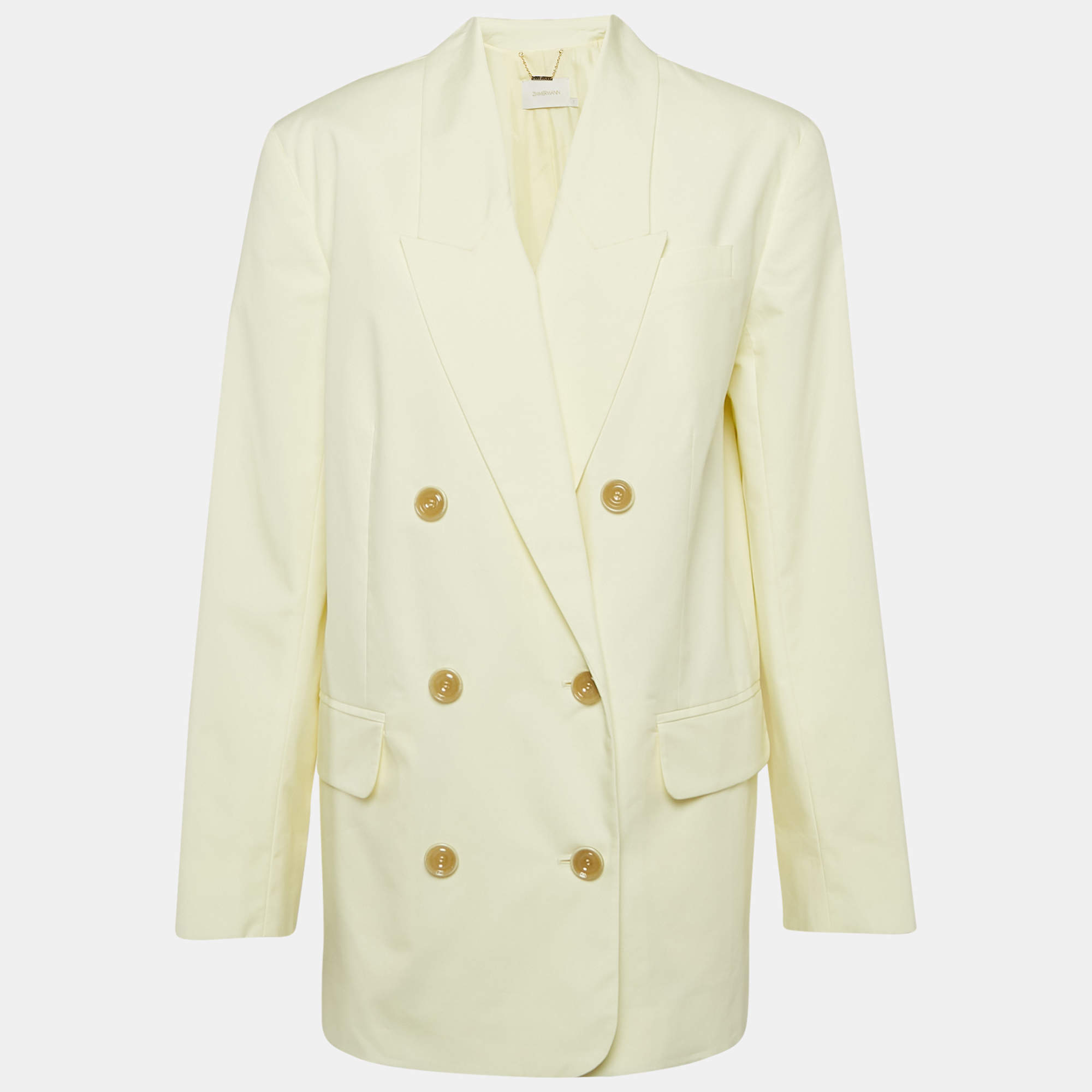 Zimmermann Yellow Cotton Double Breasted Blazer S