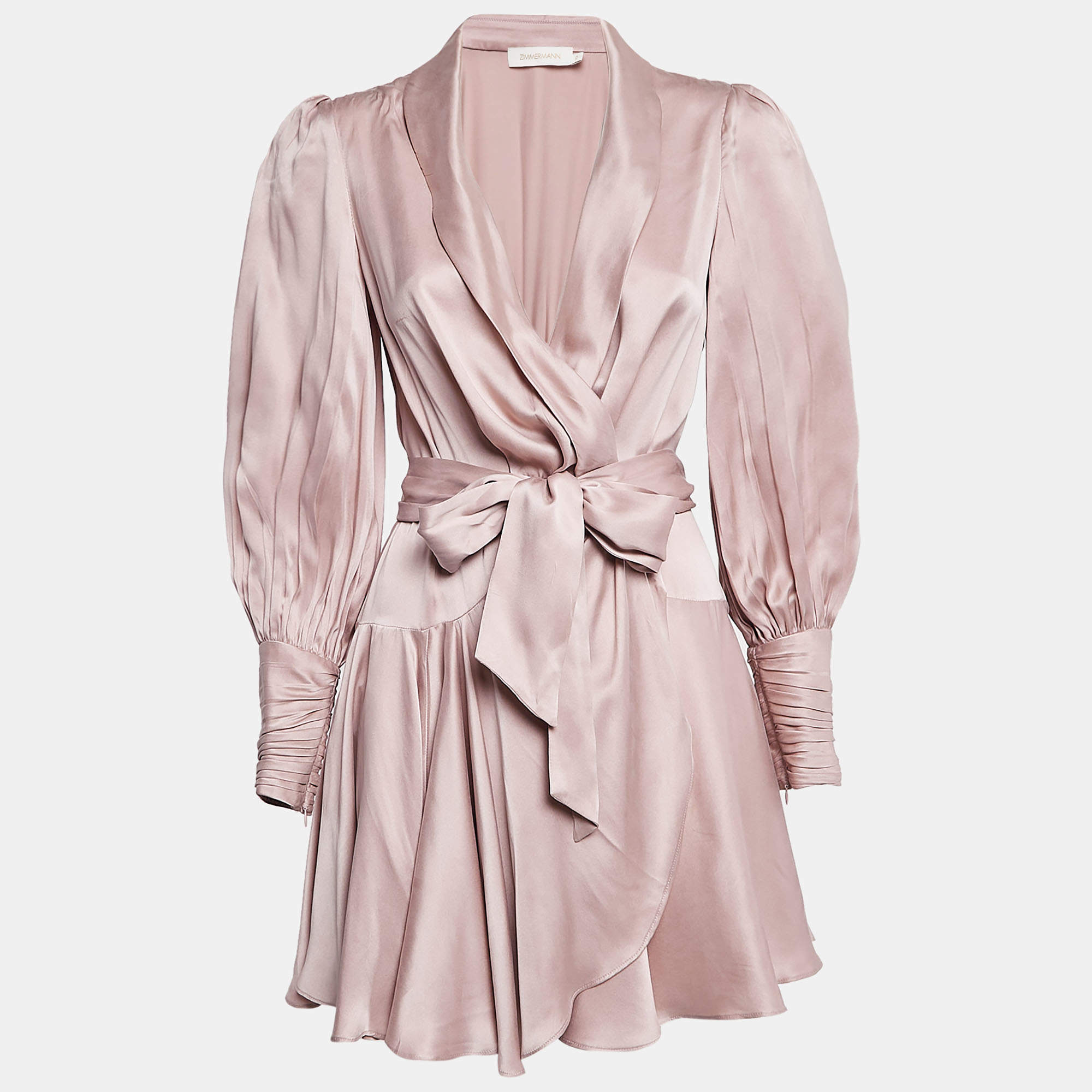 Zimmermann Pink Silk Wrap-Up Mini Dress XS