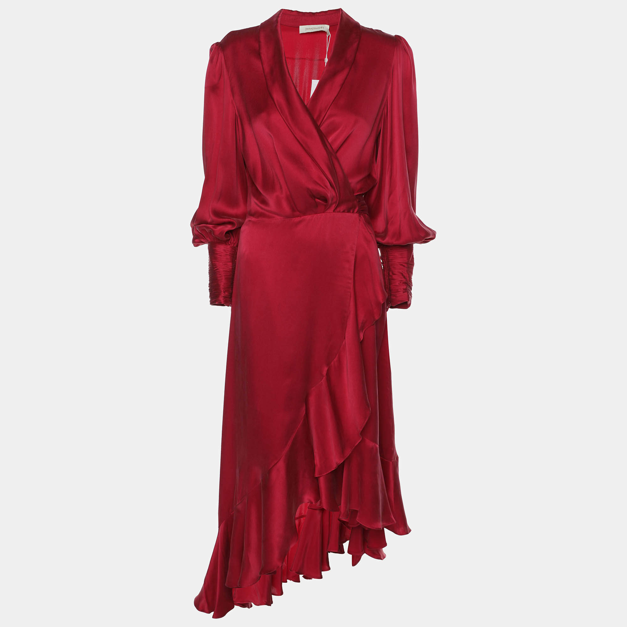 Pre Owned Zimmermann Pink Silk Belted Maxi Dress S