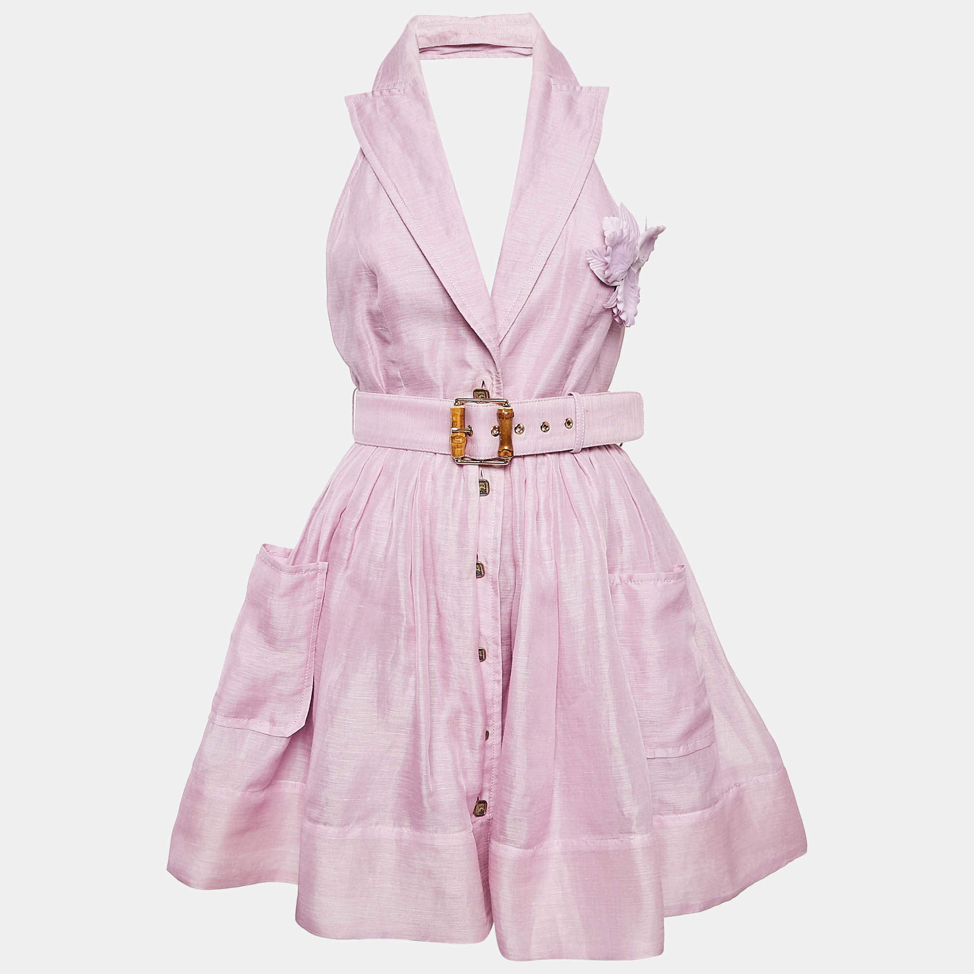 Zimmermann Lavender Linen Blend High Tide Tuxedo Dress M