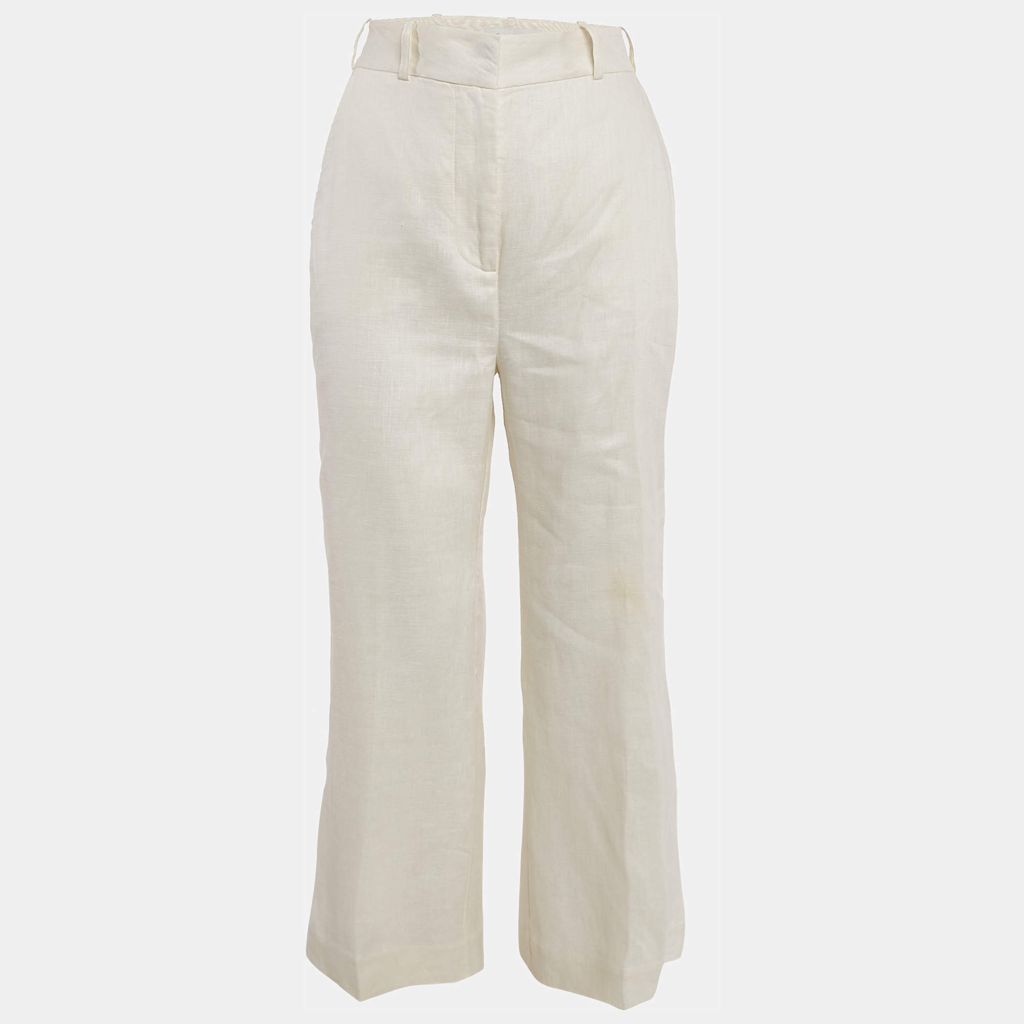 Zimmermann Off White Linen Straight Leg Trousers S