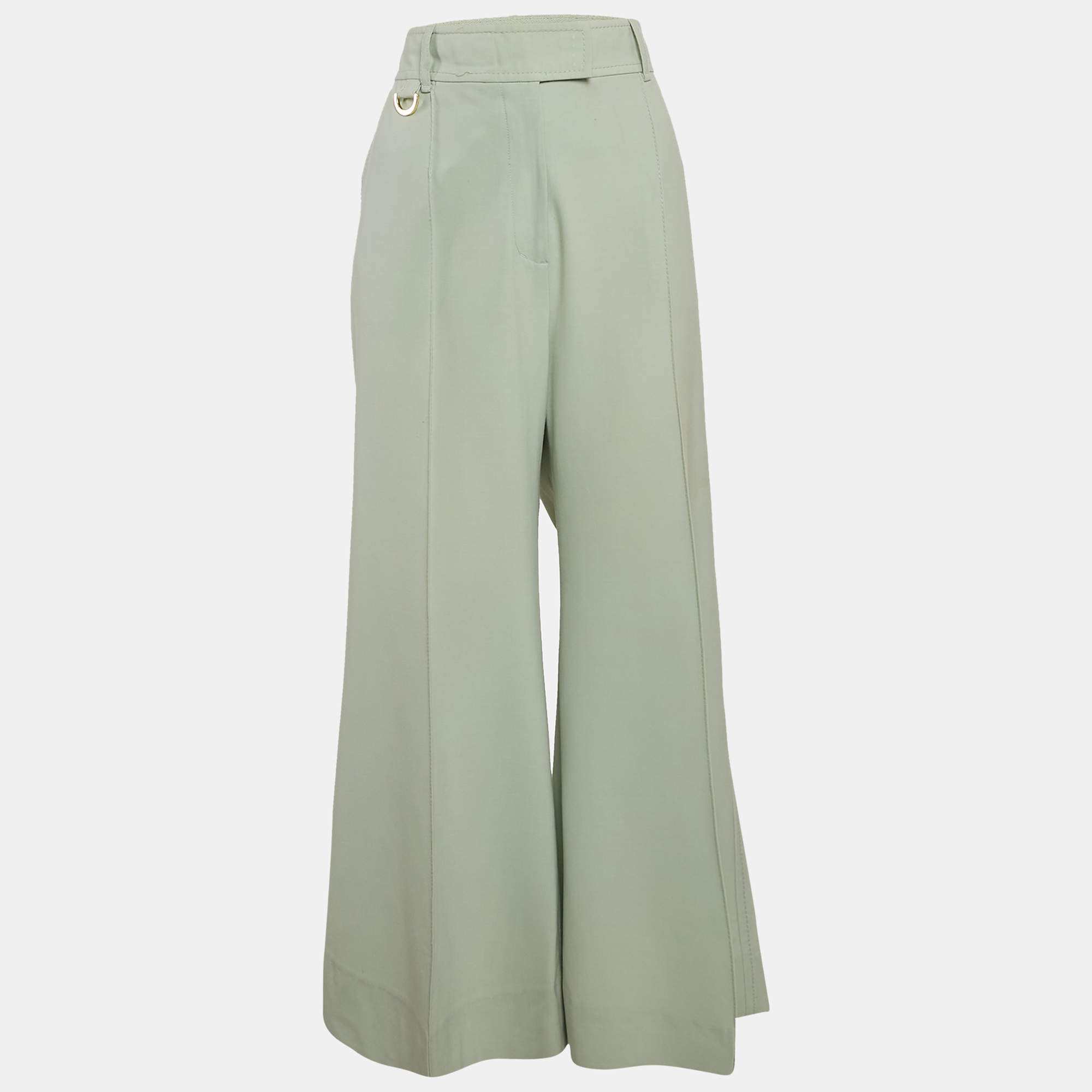 Pre Owned Zimmermann Light Green Wool Blend Wide Leg Trousers XL