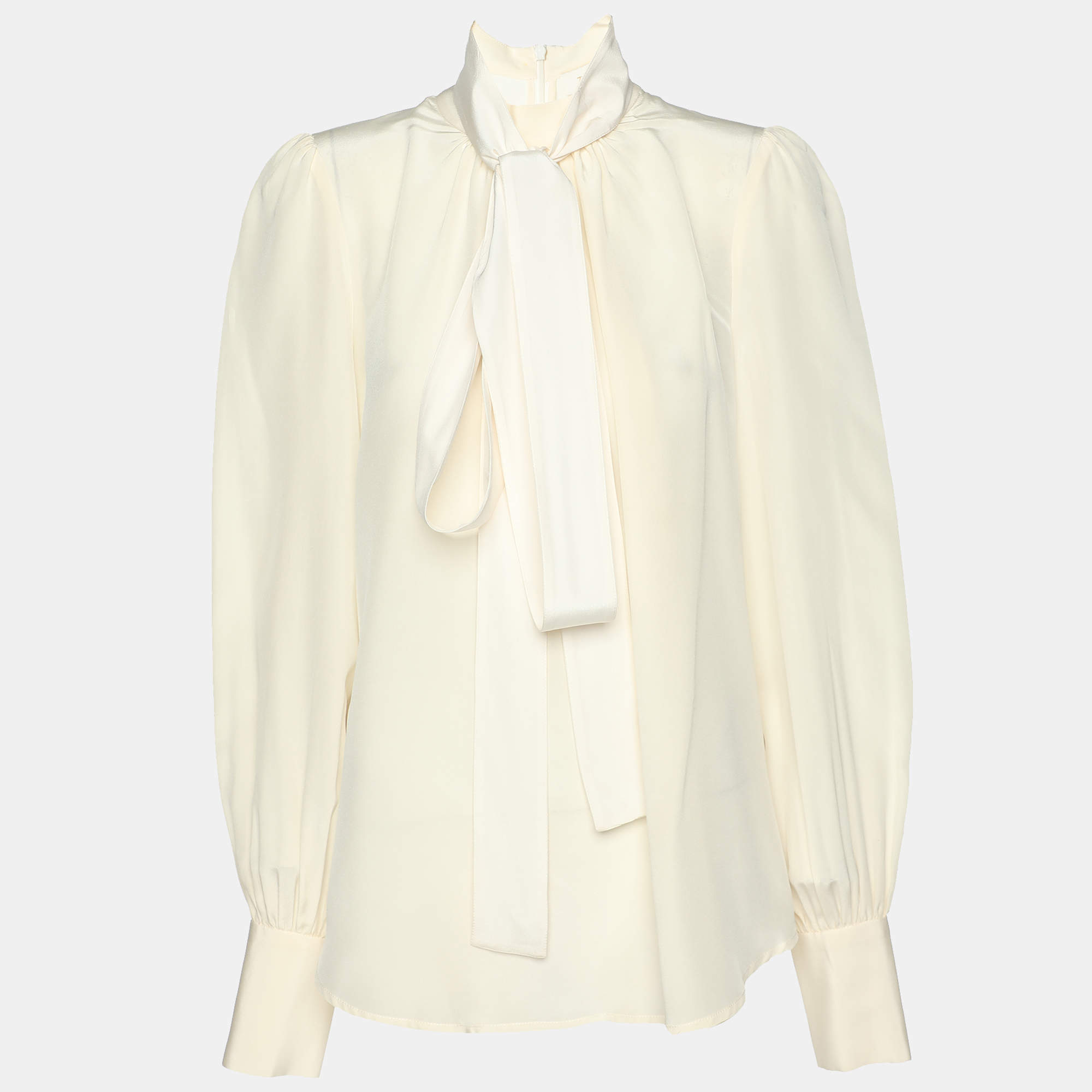 Zimmermann Cream Silk Neck Top M