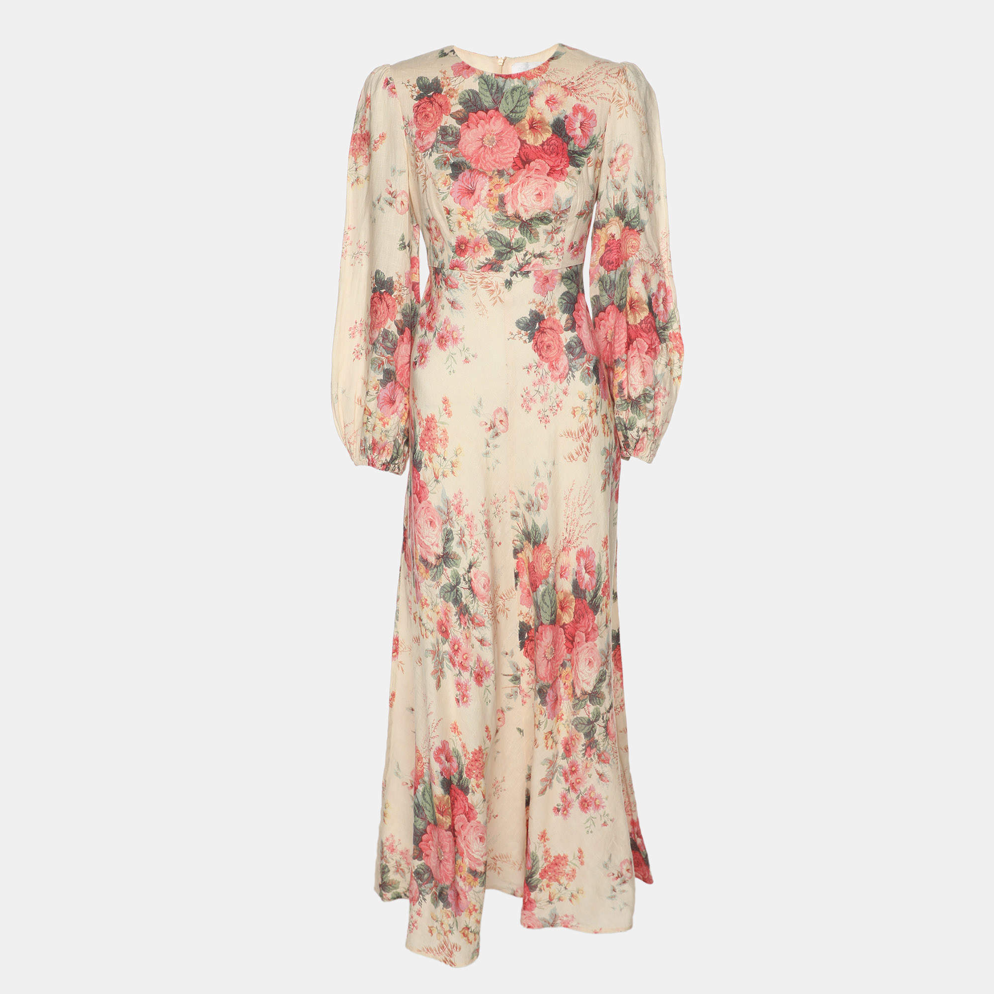 Pre Owned Zimmermann Multicolor Printed Linen Laelia Dress M