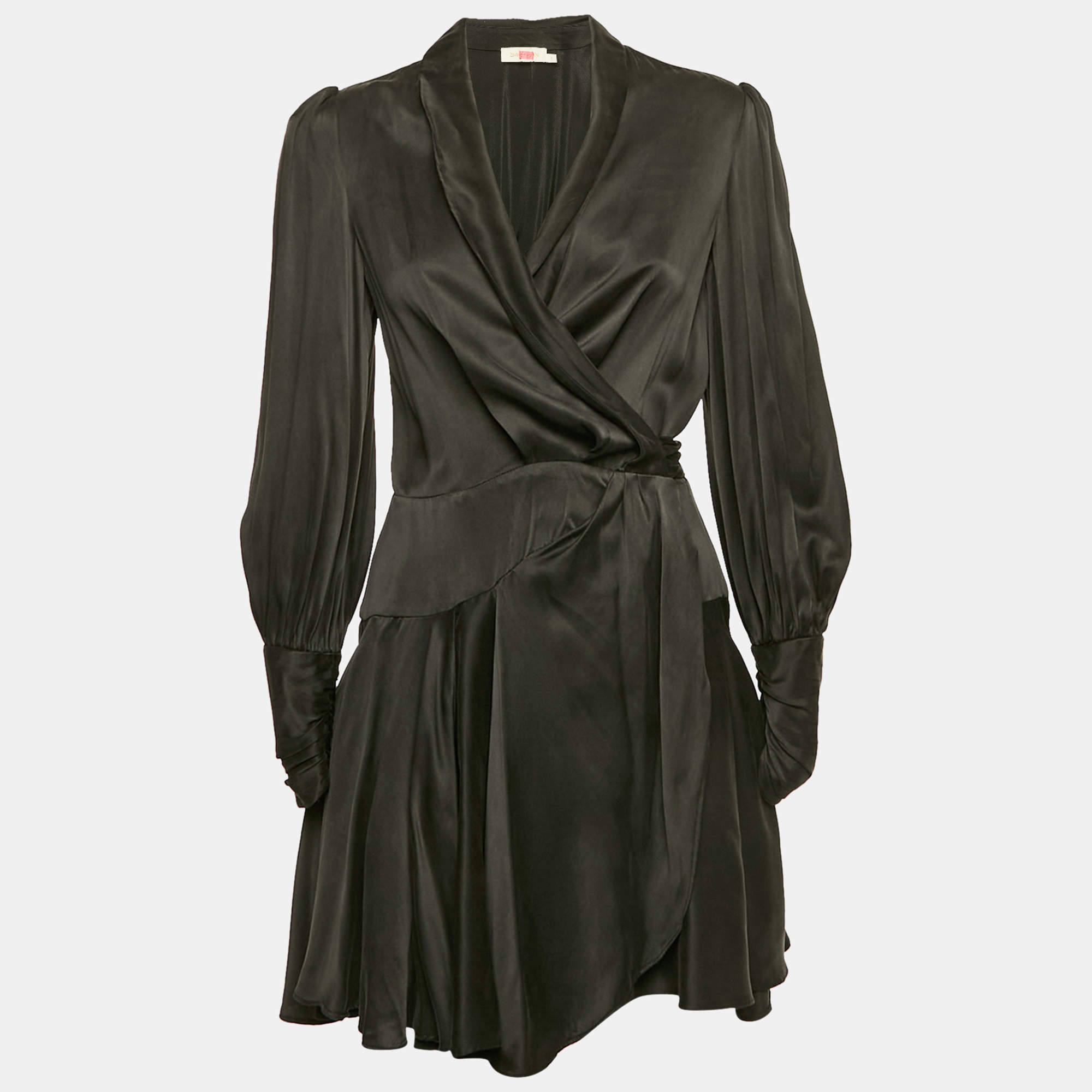 مملوكة مسبقًا Zimmermann Black Silk Wrap Mini Dress S