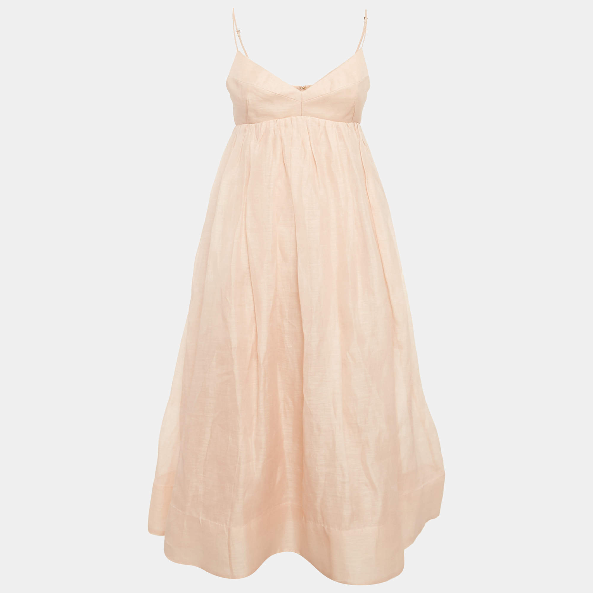 Zimmermann Pink Linen Blend Midi Dress S