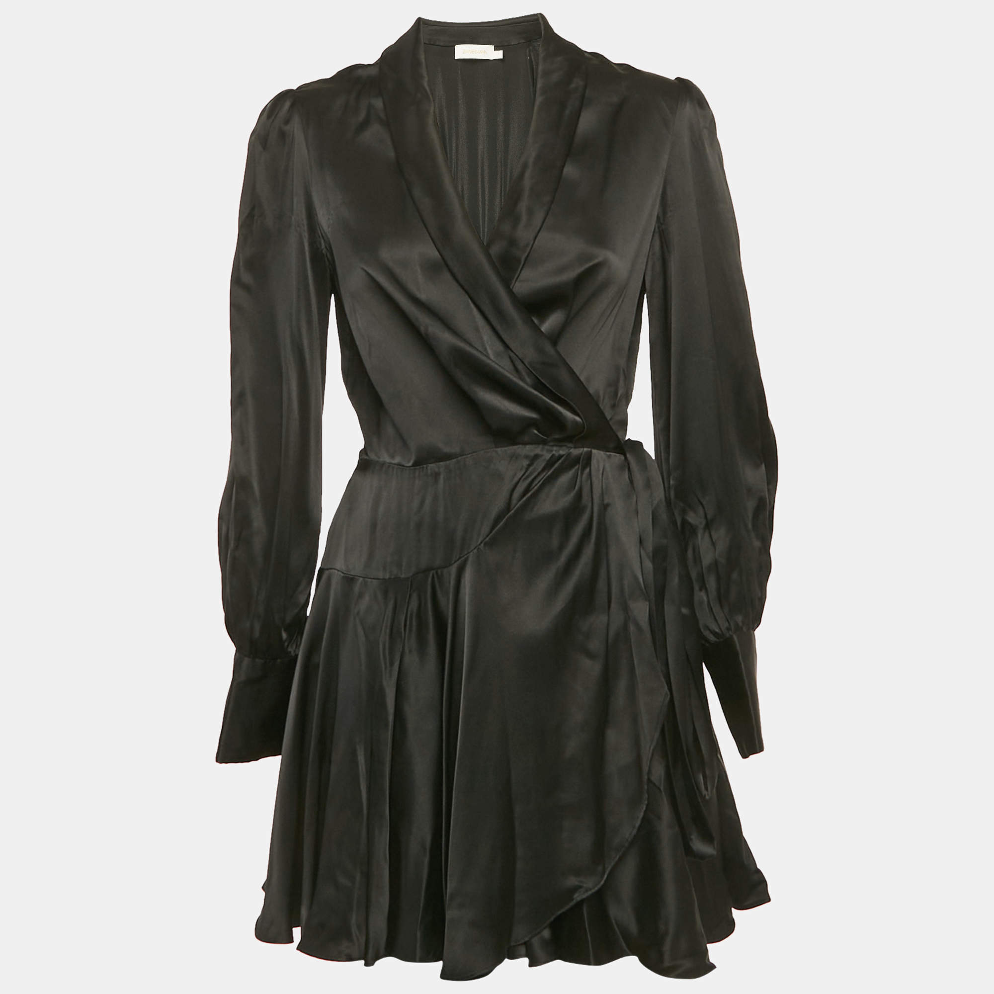 Zimmermann Black Silk Mini Wrap Dress S