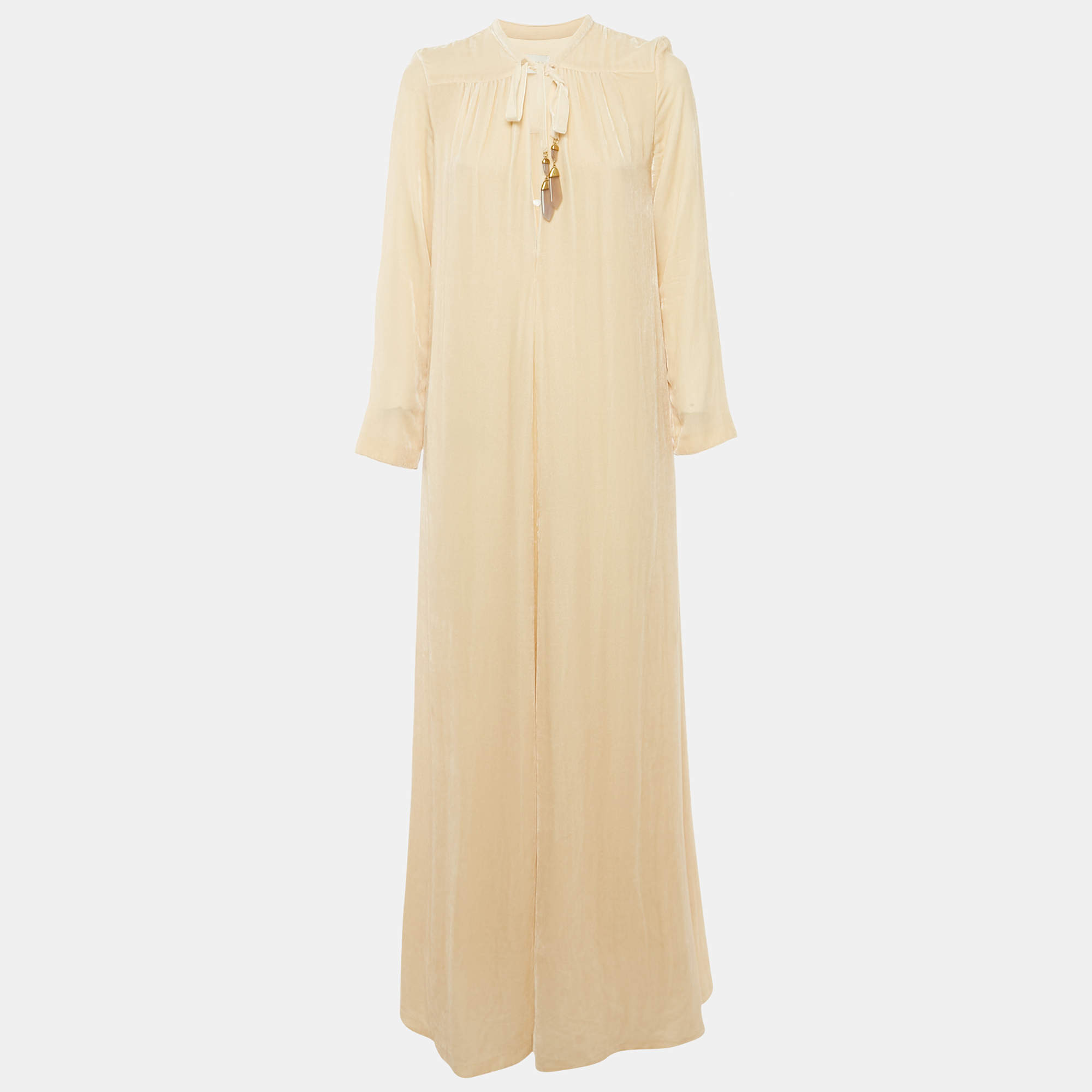 Pre Owned Zimmermann Cream Velvet Maxi Dress S