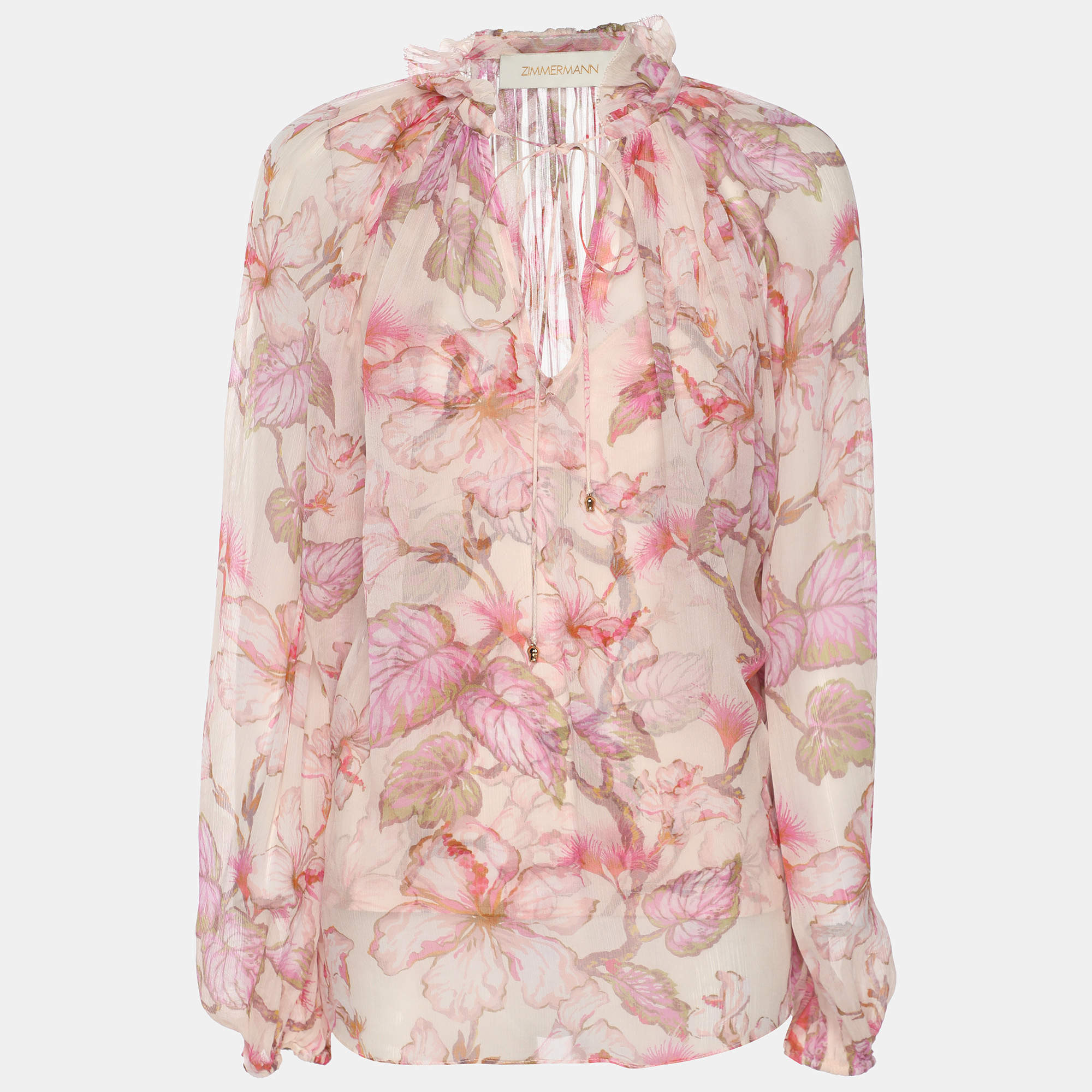Pre Owned Zimmermann Multicolor Floral Print Chiffon Blouse XS