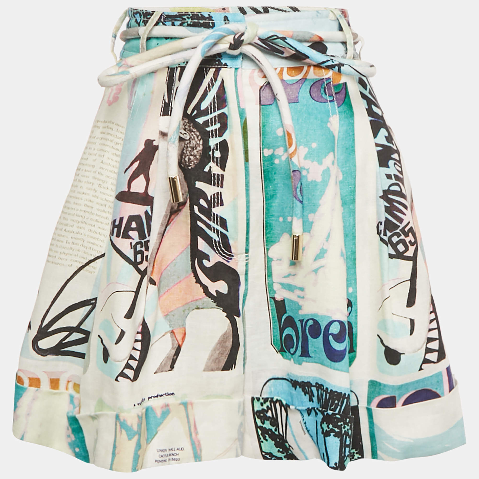 Pre Owned Zimmermann Multicolor Printed Linen Glassy Safari Shorts S