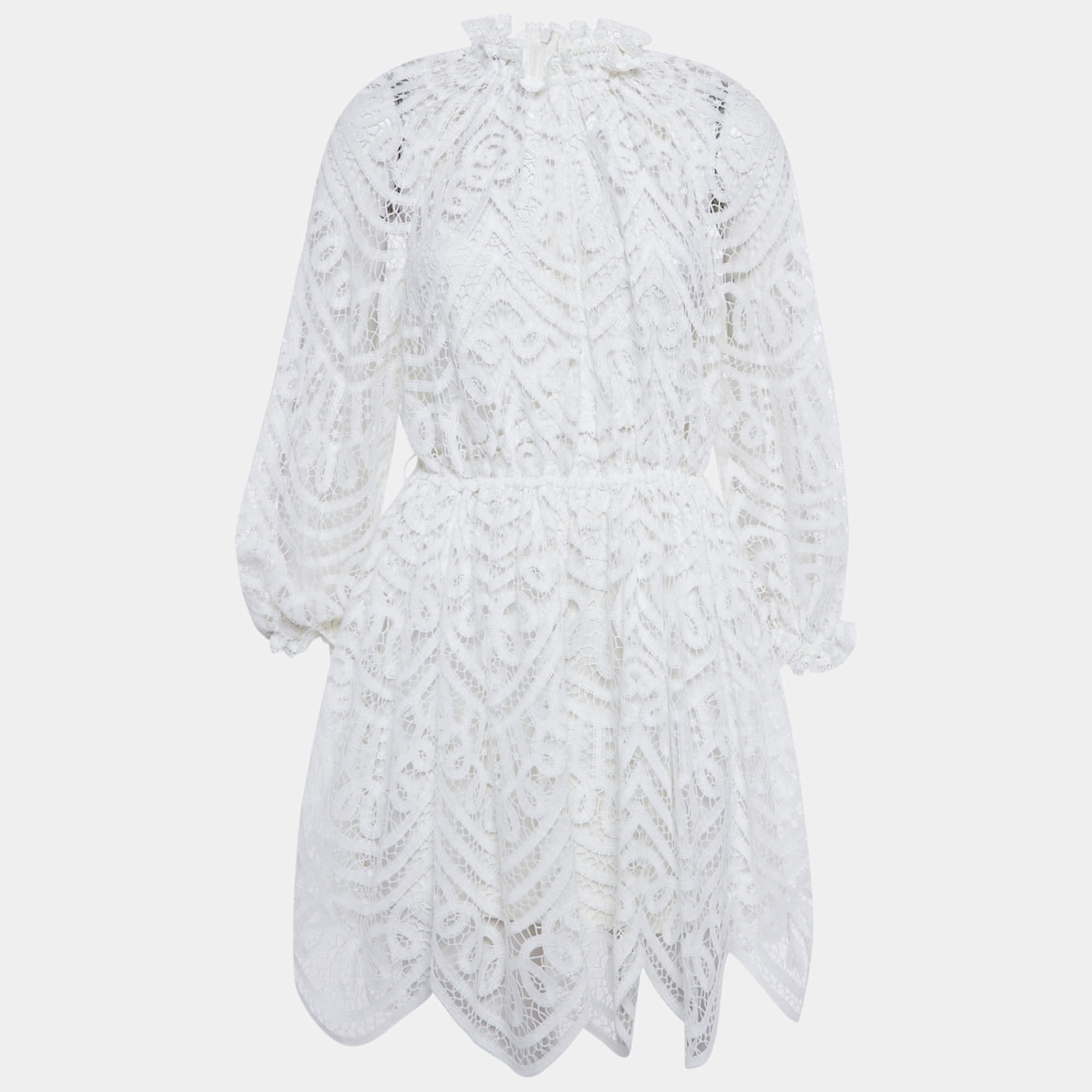 مملوكة مسبقًا Zimmermann White Battenburg Lace Bonita Mini Dress M