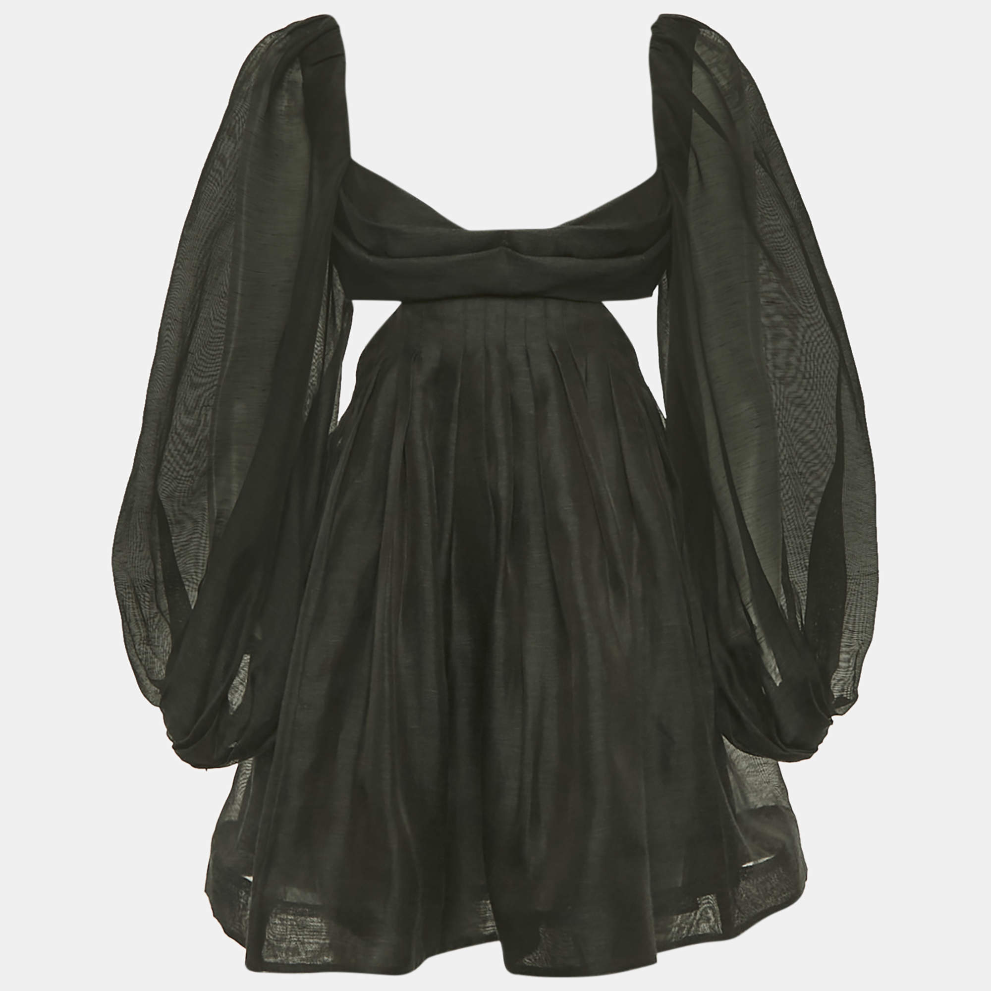 Pre Owned Zimmermann Black Cut-Out Linen Mini Dress XS