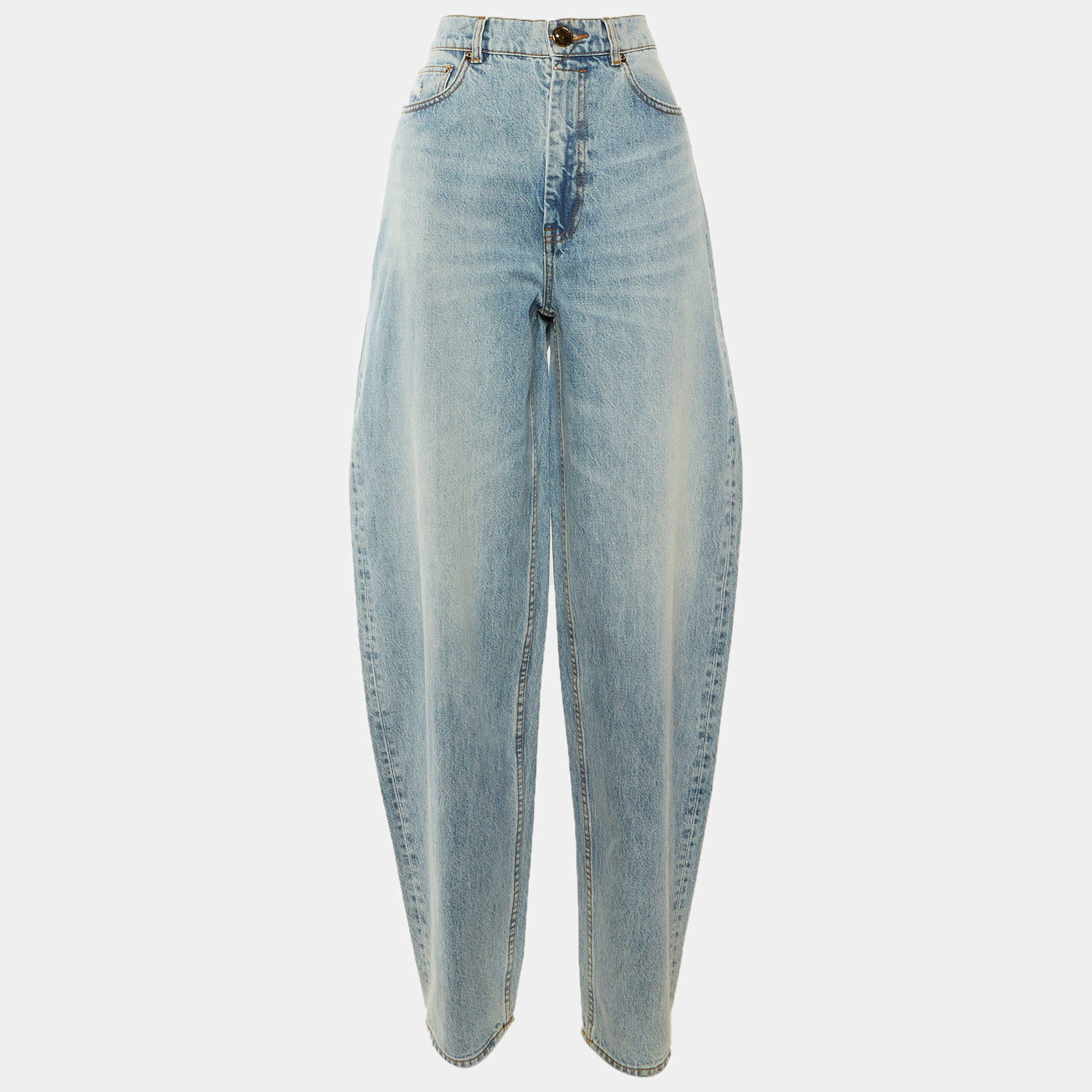 مملوكة مسبقًا Zimmermann Blue Stone Washed Distressed Denim Jeans M Waist 28"