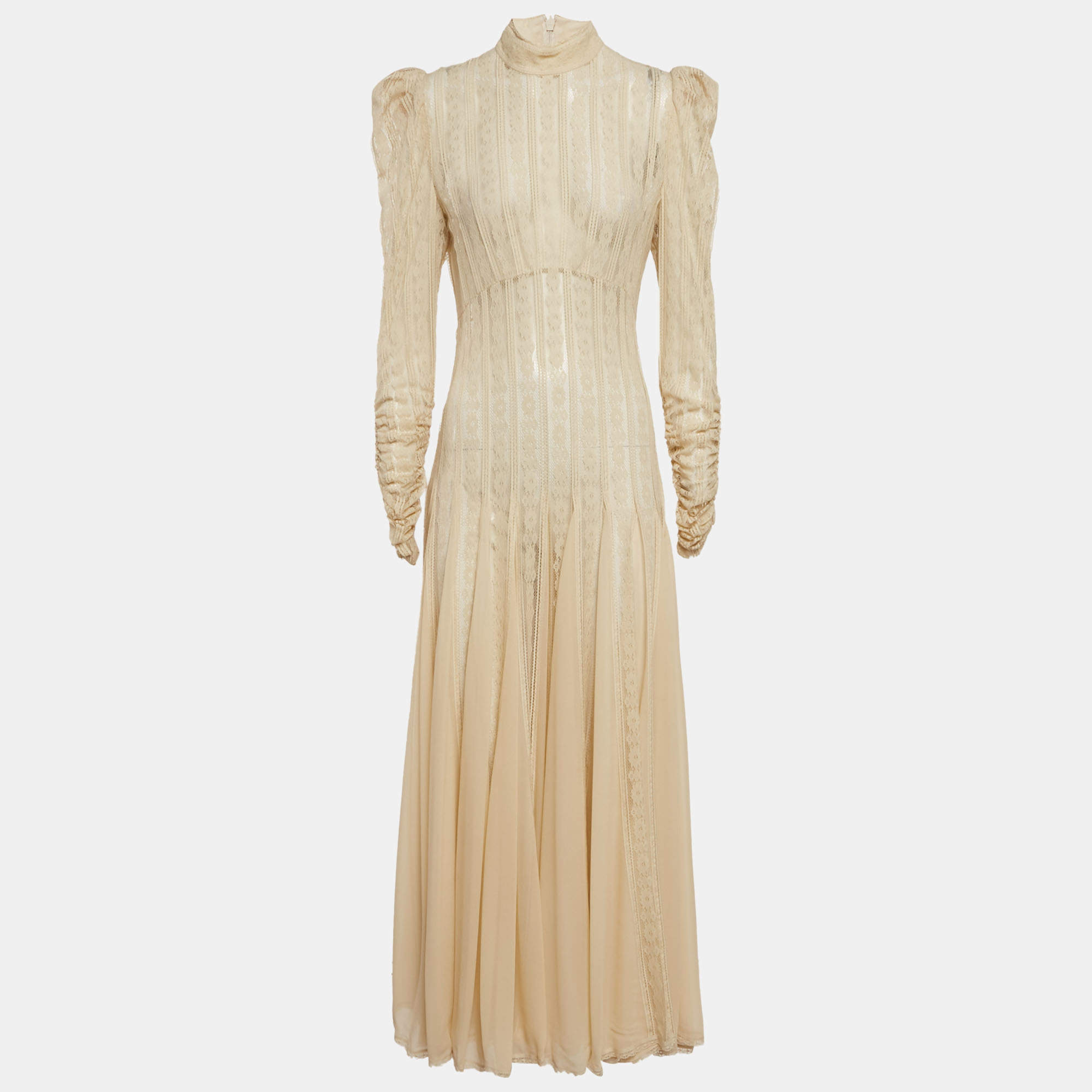 مملوكة مسبقًا Zimmermann Beige Chiffon and Lace Flared Gown L