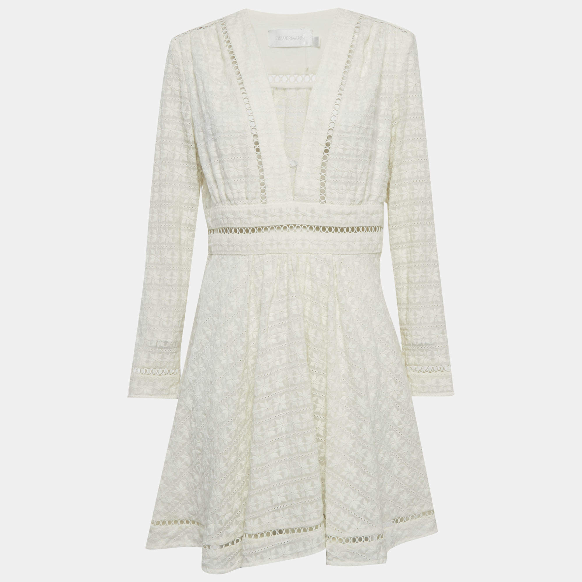 مملوكة مسبقًا فساتان زيمرمان كريمي زيڤير كوتن بدي انتابه عميق ميني مقاس كبير - لارج