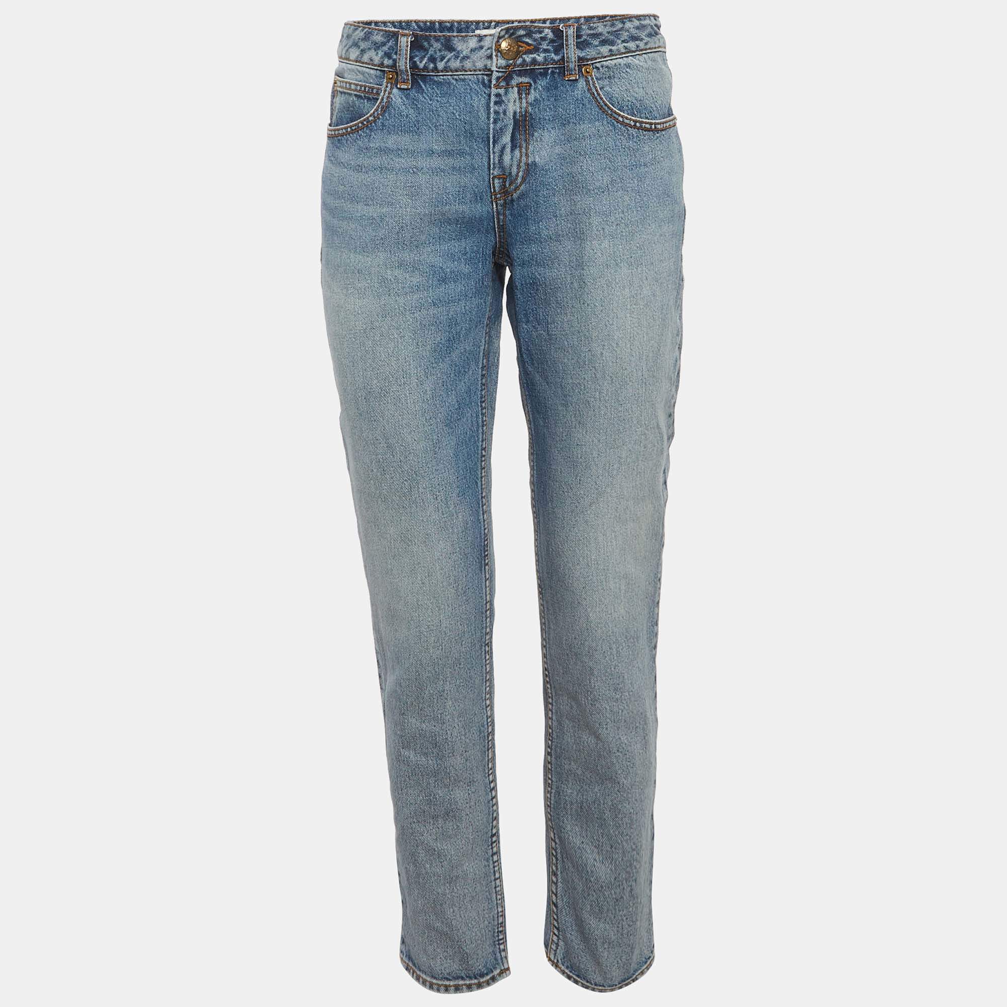 مملوكة مسبقًا بنطلون جينز زيمرمان أزرق باهت سكيني دينم مقاس وسط 29 بوصة (ميديم)