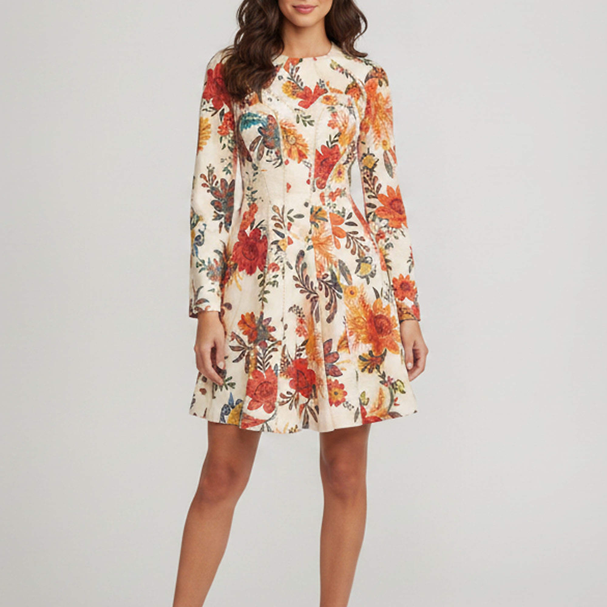 Pre Owned Zimmermann Cream Floral Print Linen Ginger Fit & Flare Mini Dress M