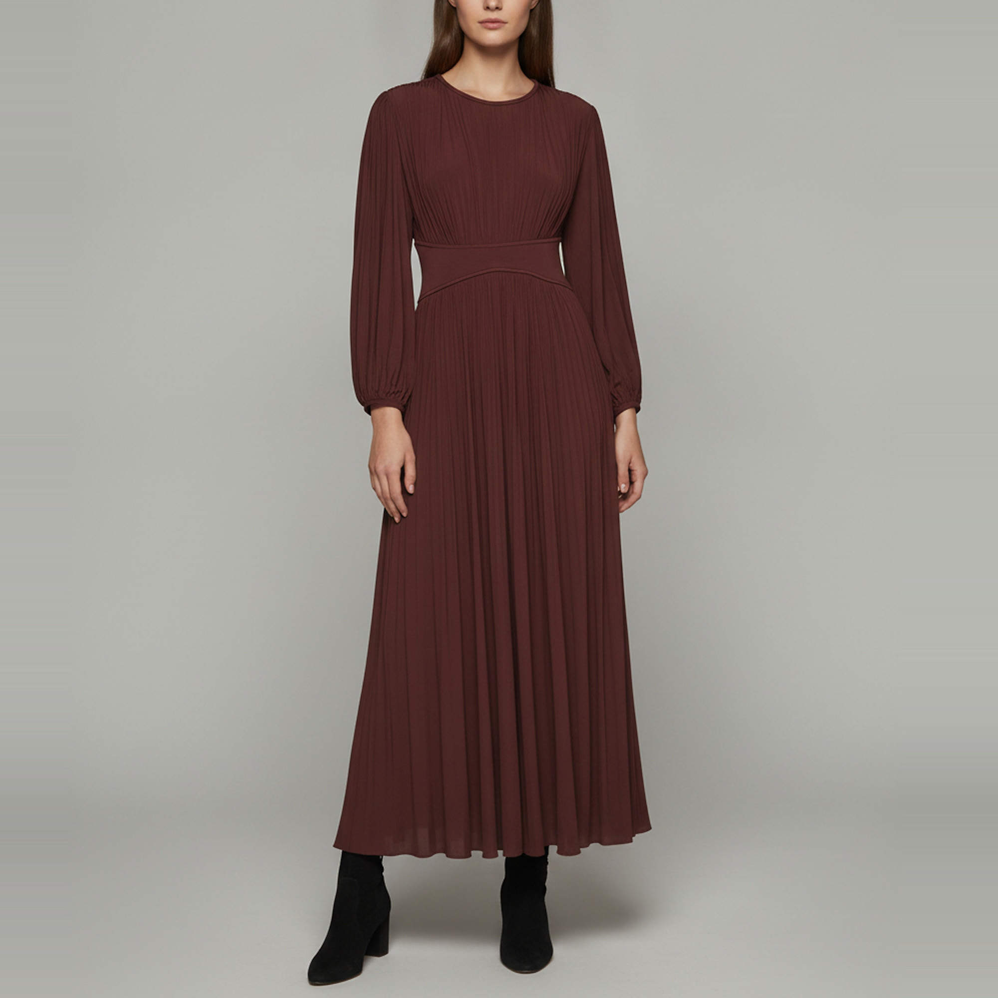 Pre Owned Zimmermann Mahogany Knit Draped Lunna Billow Maxi Dress M 