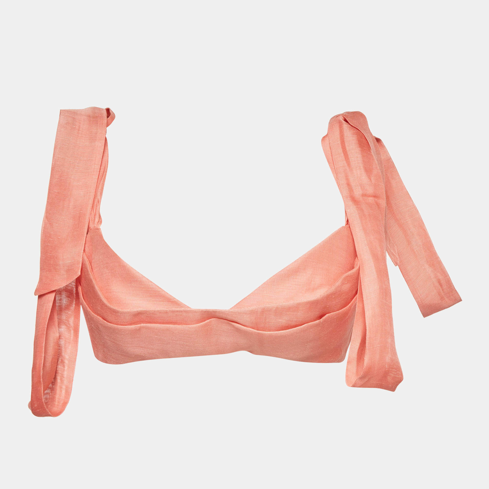 Pre Owned Zimmermann Pink Linen Blend Draped Botanica Tie Bustier Top M