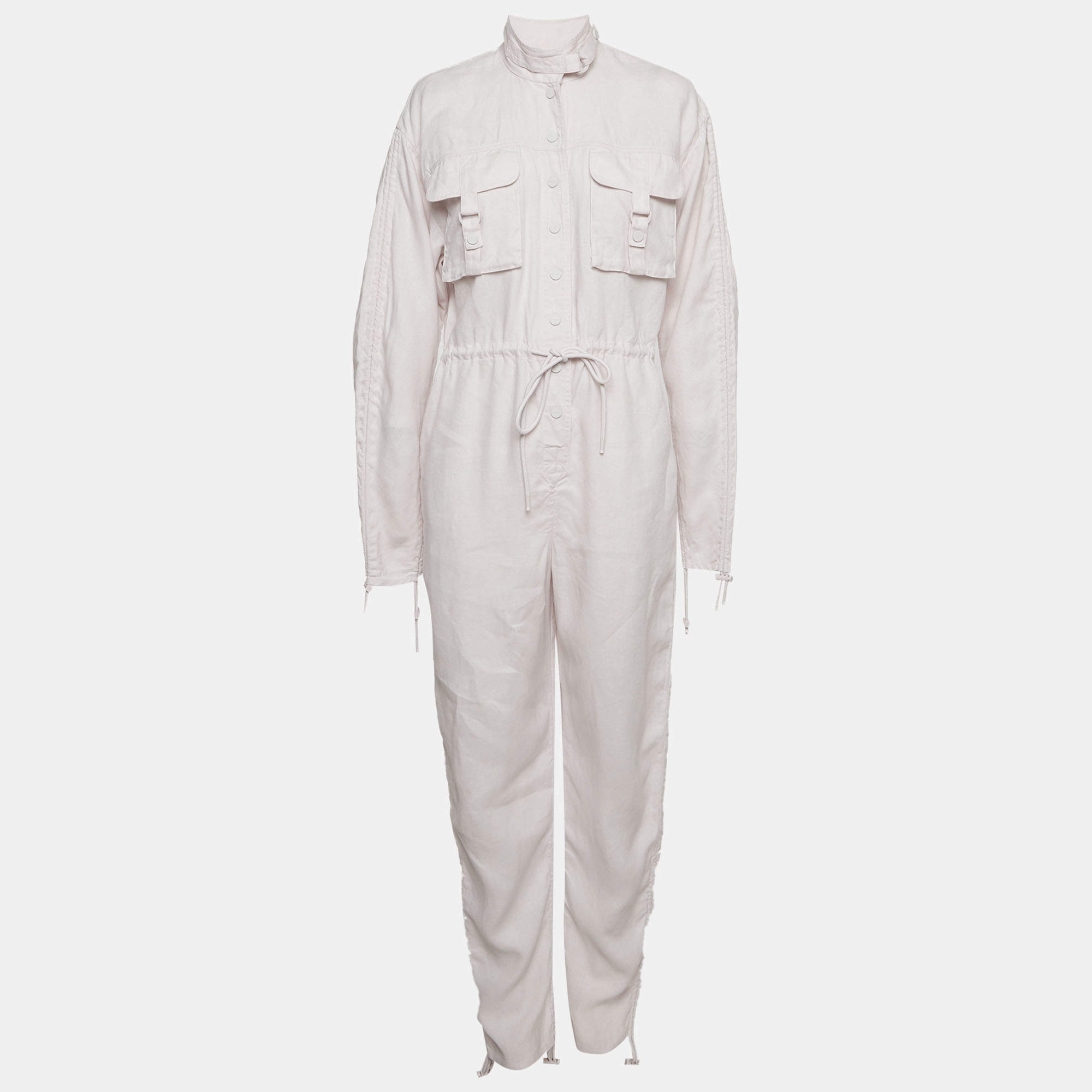 Pre Owned Zimmermann Pink Linen Utility Jumpsuit M