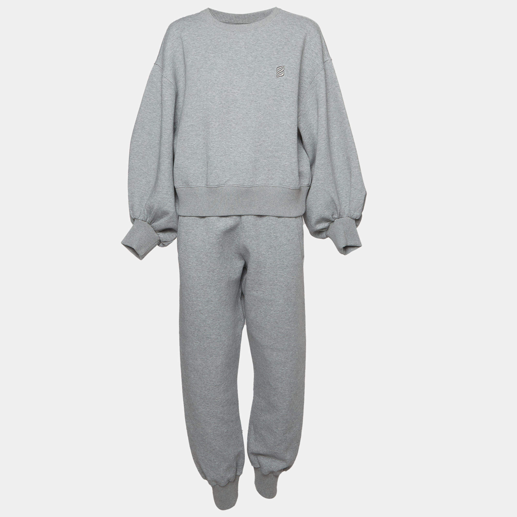 Pre Owned Zimmermann Grey Double Jersey Sweatshirt and Joggers Set L/M