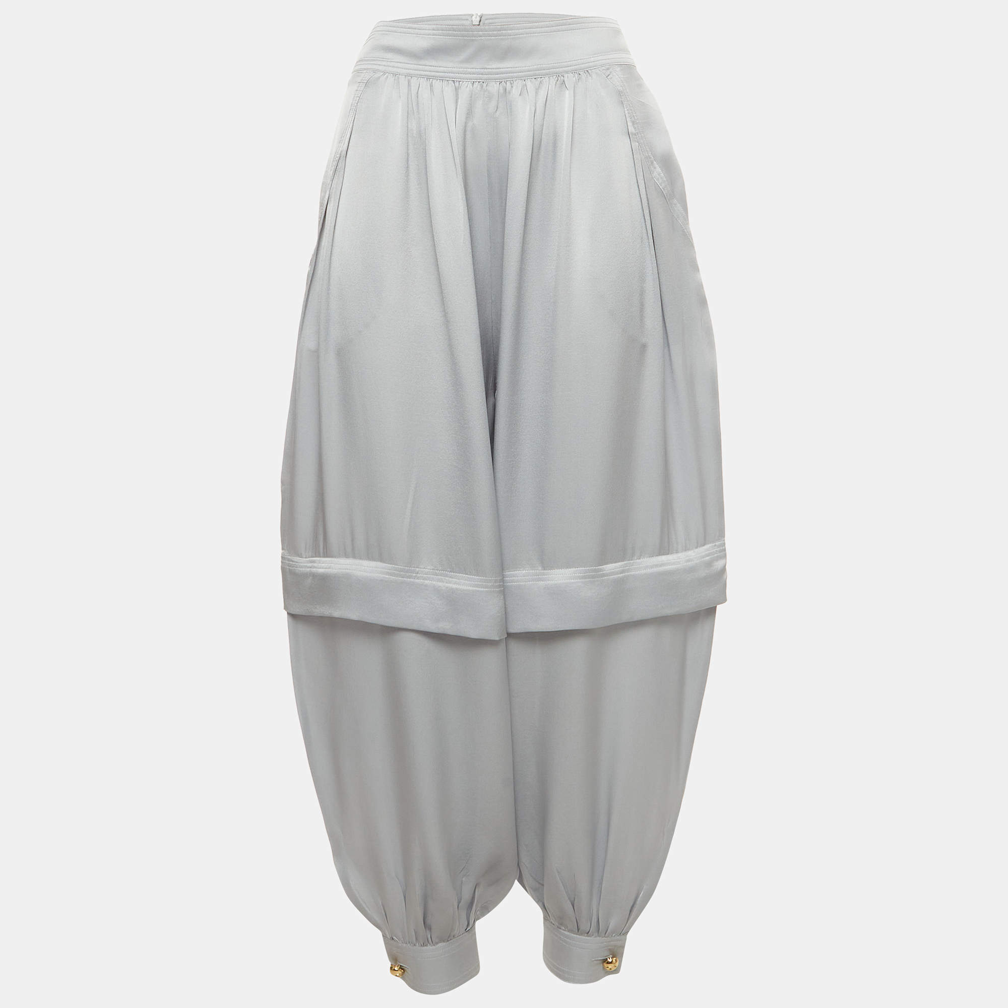 مملوكة مسبقًا Zimmermann Powder Blue Satin Layered Harem Pants S