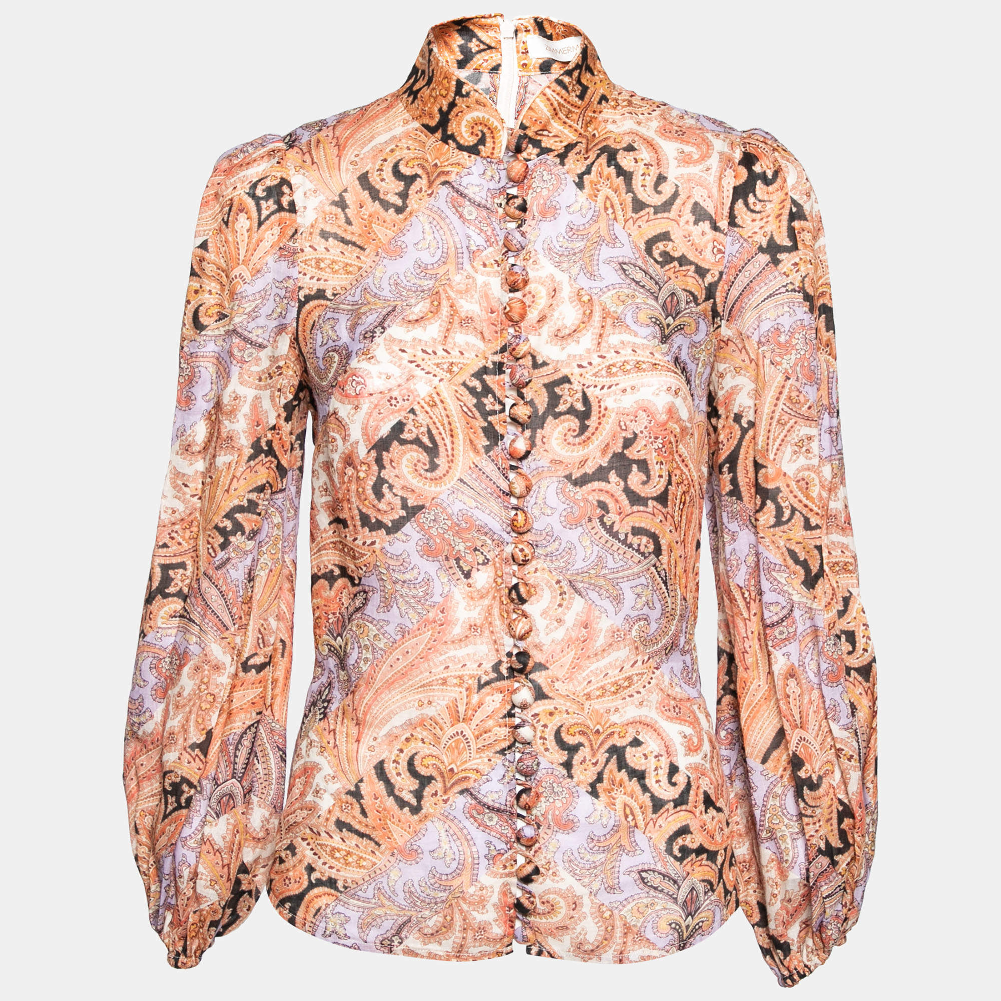 Pre Owned Zimmermann Multicolor Paisley Printed Ramie Voile Blouse S