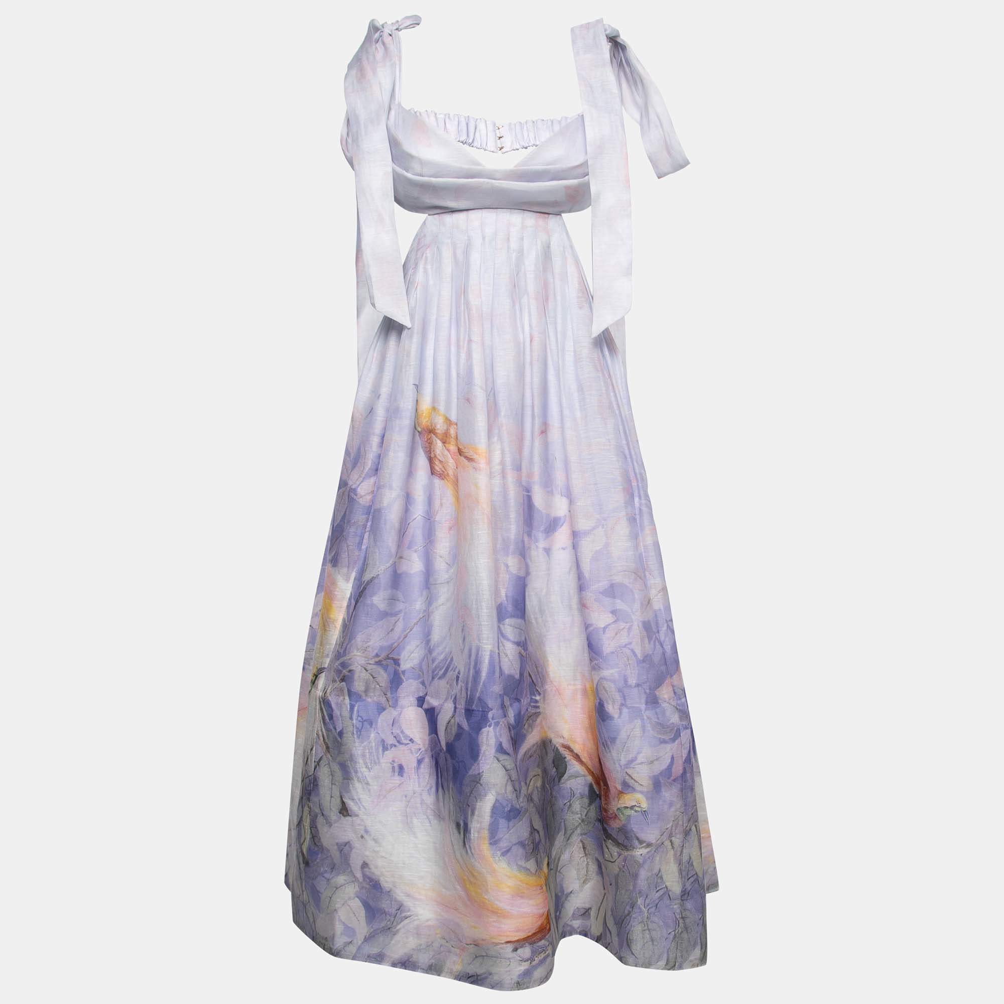 Pre Owned Zimmermann Lavender Linen Silk Candescent Gown S