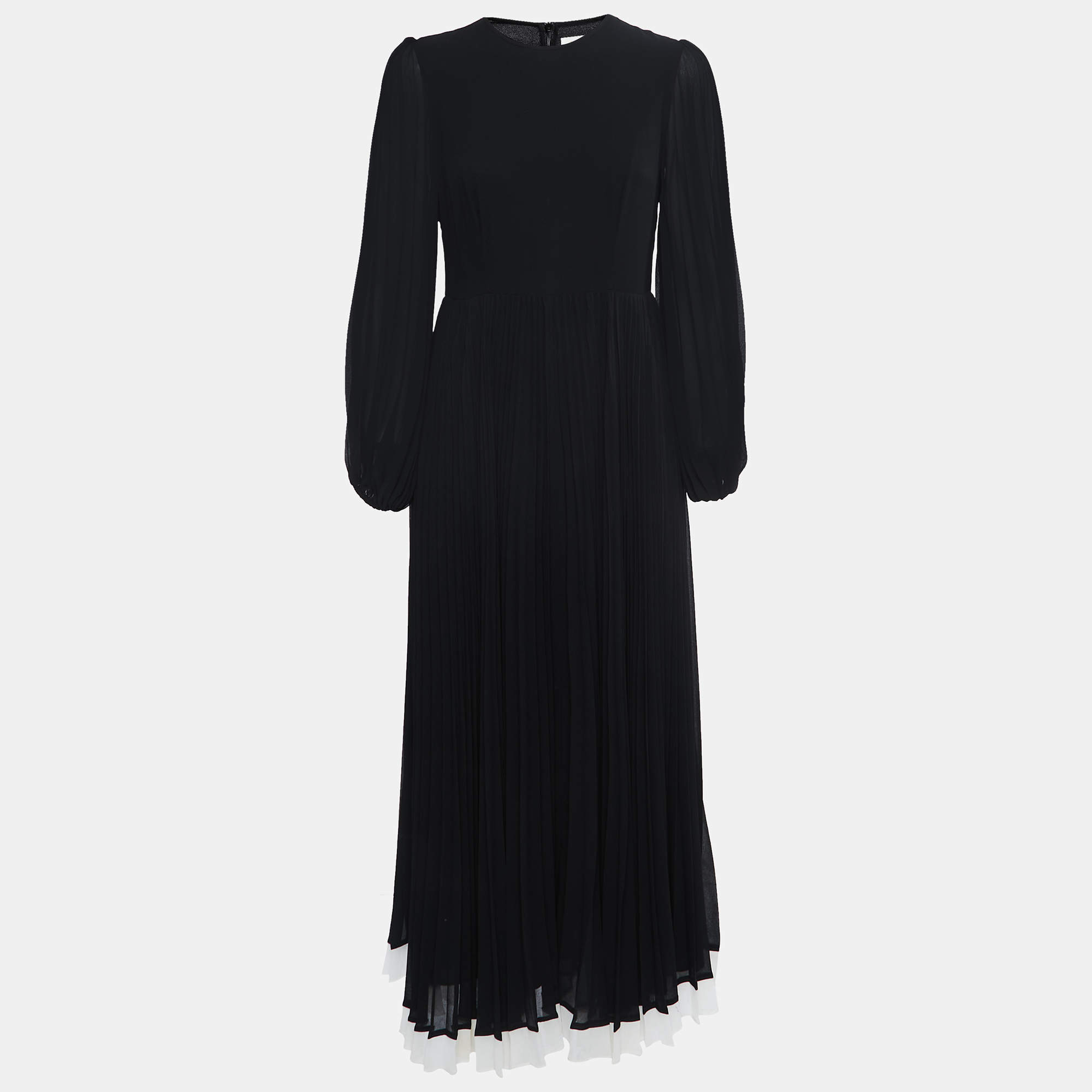Pre Owned Zimmermann Black Crepe Pleated Maxi Dress M