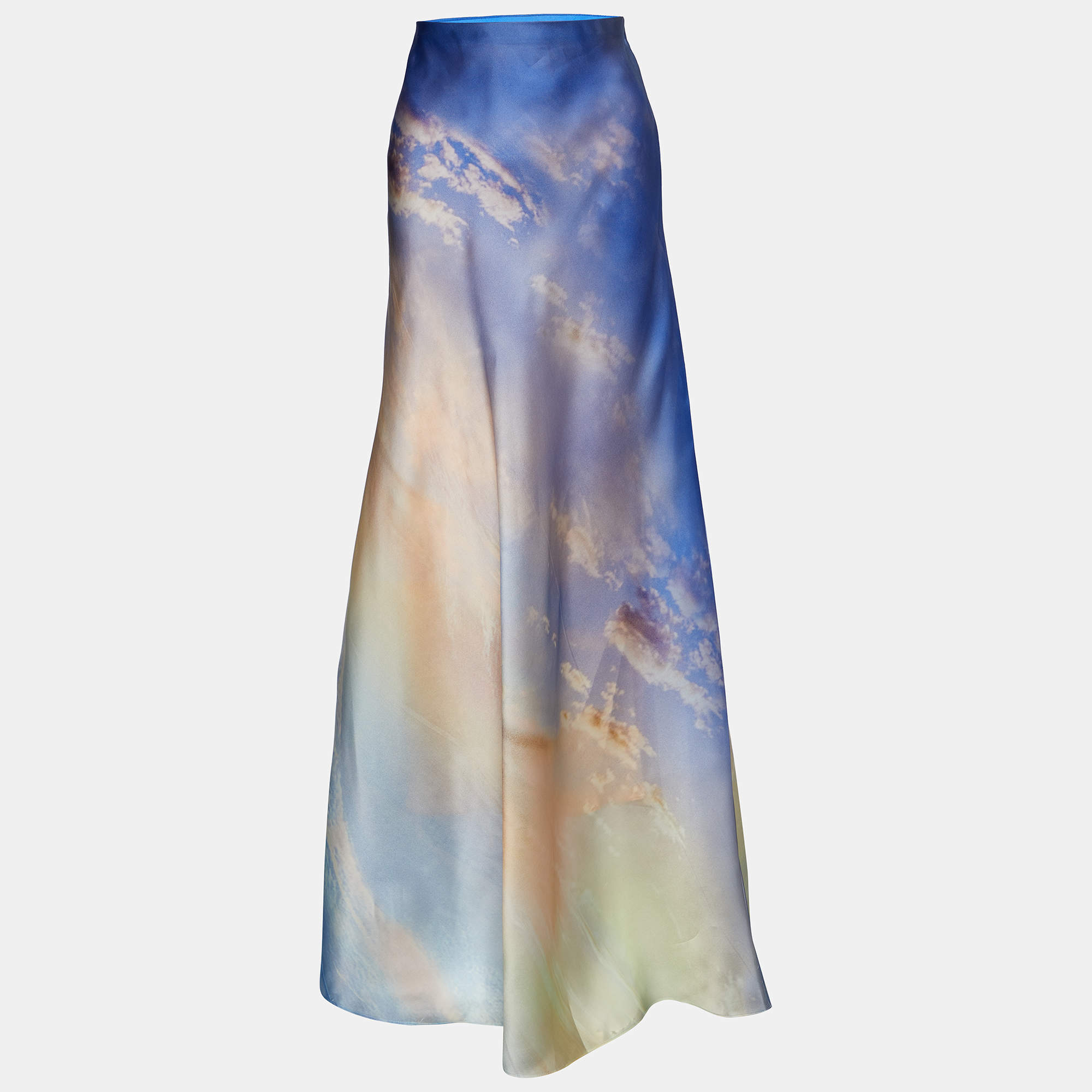 Zimmermann Blue Tame Printed Silk Flared Maxi Skirt XS