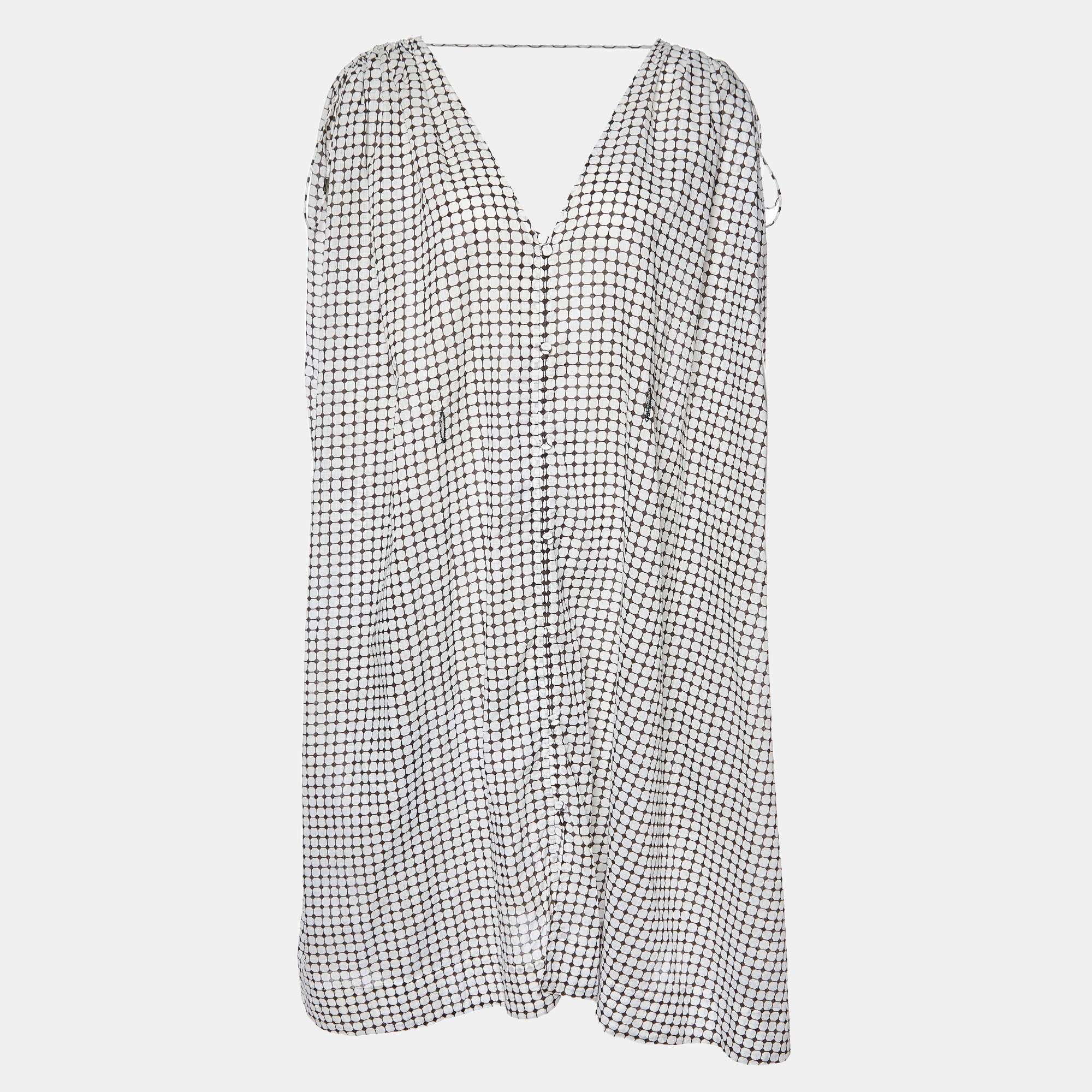 Pre Owned Zimmermann Monochrome Checked Cotton Kaftan Dress M