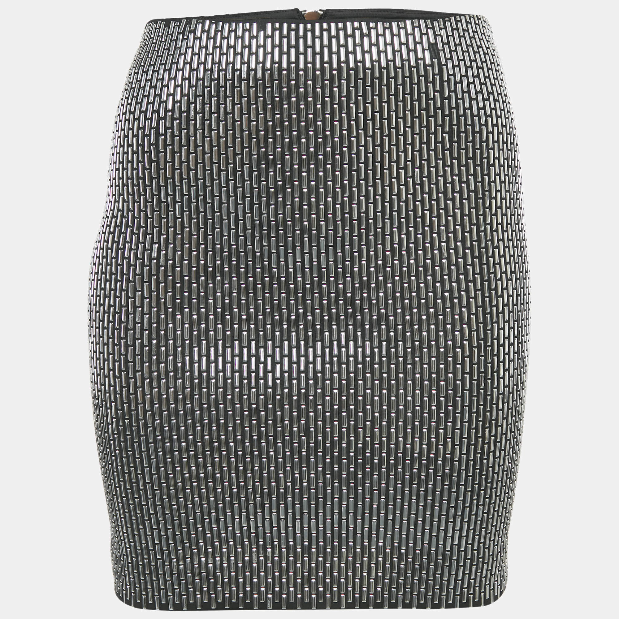 مملوكة مسبقًا Zoe Karssen Black/Silver Embellished Jersey Mini Skirt S