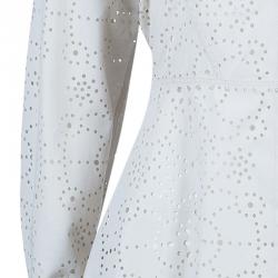 Azzedine Alaia Eyelet Cream Button Down Shirt M
