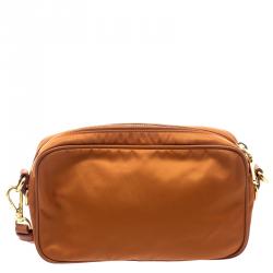 Pre Owned Prada Orange Nylon Crossbody Bag