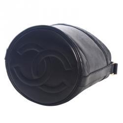 Pre Owned Chanel Black Lambskin CC Vintage Bucket Shoulder Bag