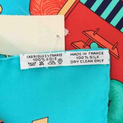 Pre Owned Hermes Turquoise Chocs En Plumes Silk Square Scarf