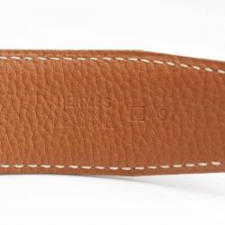 Pre Owned Hermes Black and Brown Leather H Buckle Reversible Belt 80CM