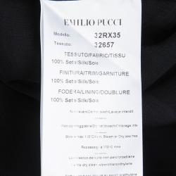 Pre Owned Emilio Pucci Black Silk Beaded Long Sleeve Maxi Dress S