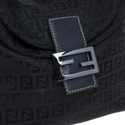 Pre Owned Fendi Black Zucchino Canvas Shoulder Bag