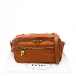 Pre Owned Prada Orange Nylon Crossbody Bag