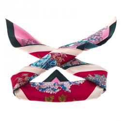 Pre Owned Hermes Red Silk Les Legendes De l'Arbre Coloriage Square Scarf