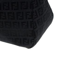 Pre Owned Fendi Black Zucchino Canvas Shoulder Bag