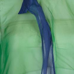 Pre Owned Emporio Armani Green Blue Silk Top Skirt Combo S/L